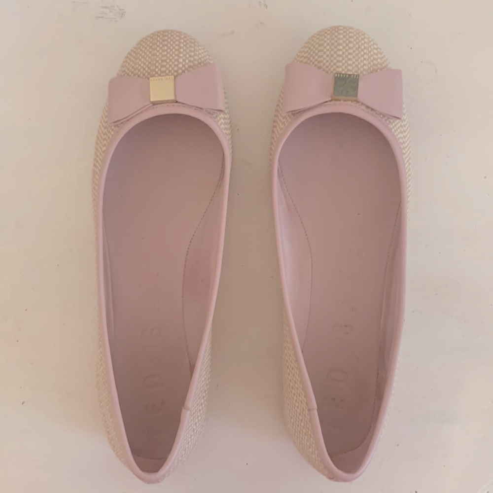 Ted Baker twead flats with pink leather bow